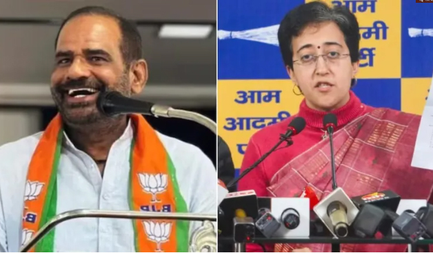 ramesh and atishi दिल्ली विधानसभा चुनाव से पहले बयानबाजी का दौर तेज, बीजेपी उम्मीदवार रमेश बिधूड़ी के बिगड़े बोल.. हिरनी जैसे दिल्ली की सड़कों पर घूम रहीं आतिशी